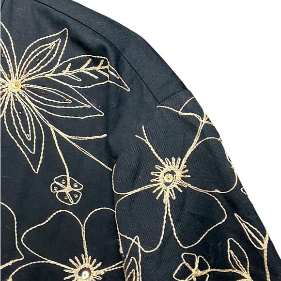 VTG NWOT Life Style Plus Floral Embroidered Amber Beaded Cotton Button Up Top 2X - Picture 10 of 16
